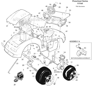 Page A Diagram and Parts List for 78480-9993  Power Wheels Ride-On ATVs